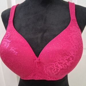 Vanity Fair Fuschia Lace Wireless Posture Bra.   Size 38D